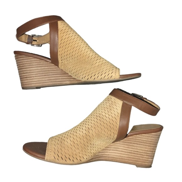 Franco Sarto Shoes - Franco Sarto suede brown and tan wedges size 9.5
